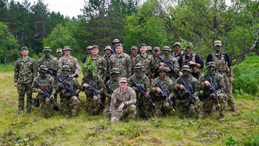 2-107th Cavalry Regiment Soldiers train with Serbian Armed Forces members during combat readiness exercise