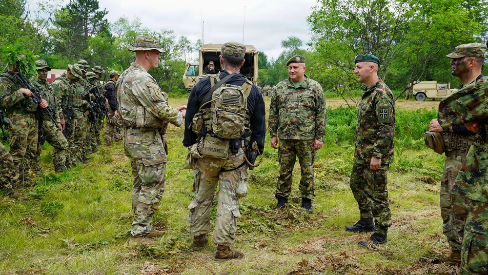 2-107th Cavalry Regiment Soldiers train with Serbian Armed Forces members during combat readiness exercise