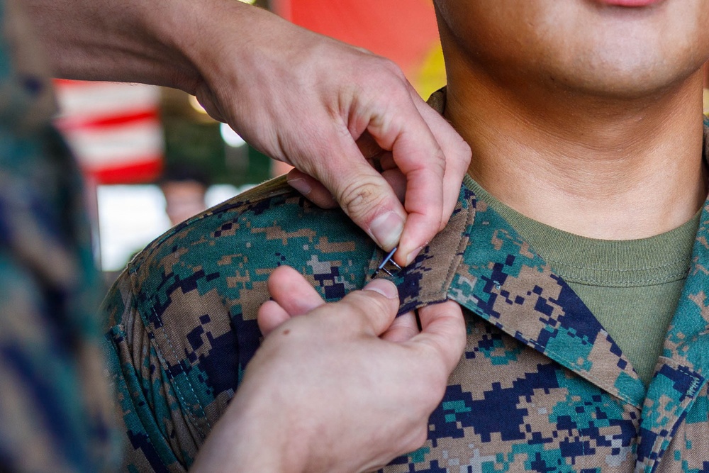U.S. Marine Corps Cpl. Johnhaywar Ouano Meritoriously Promotes to Sgt.