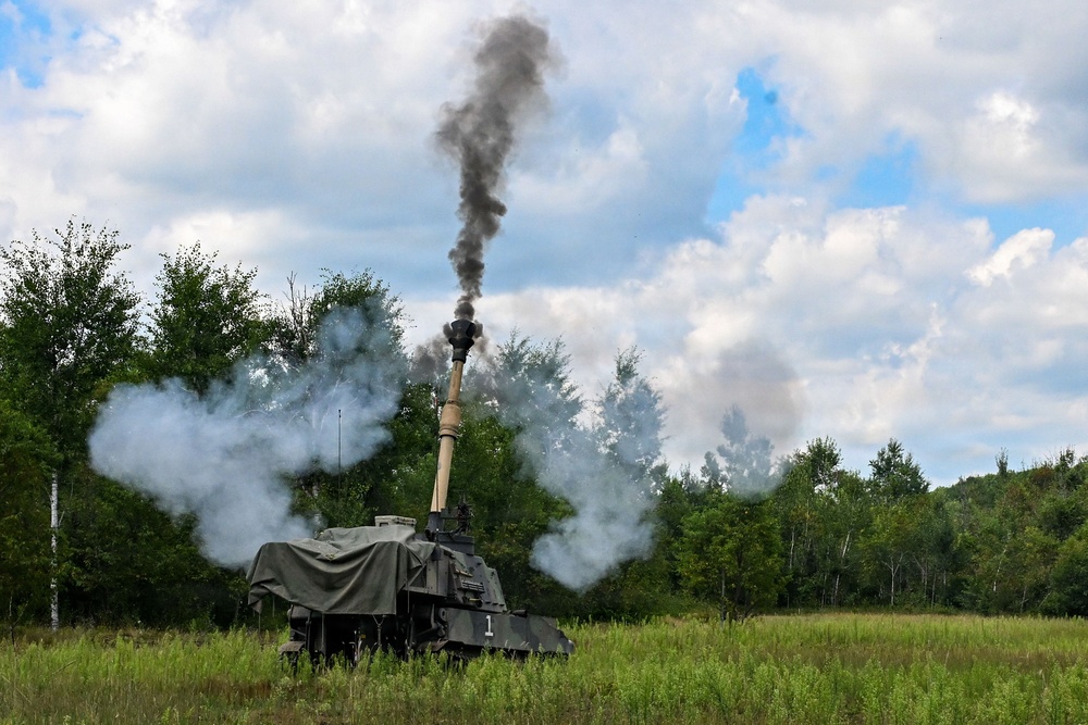 1-201 Field Artillery Performs Fire Missions at Northern Strike