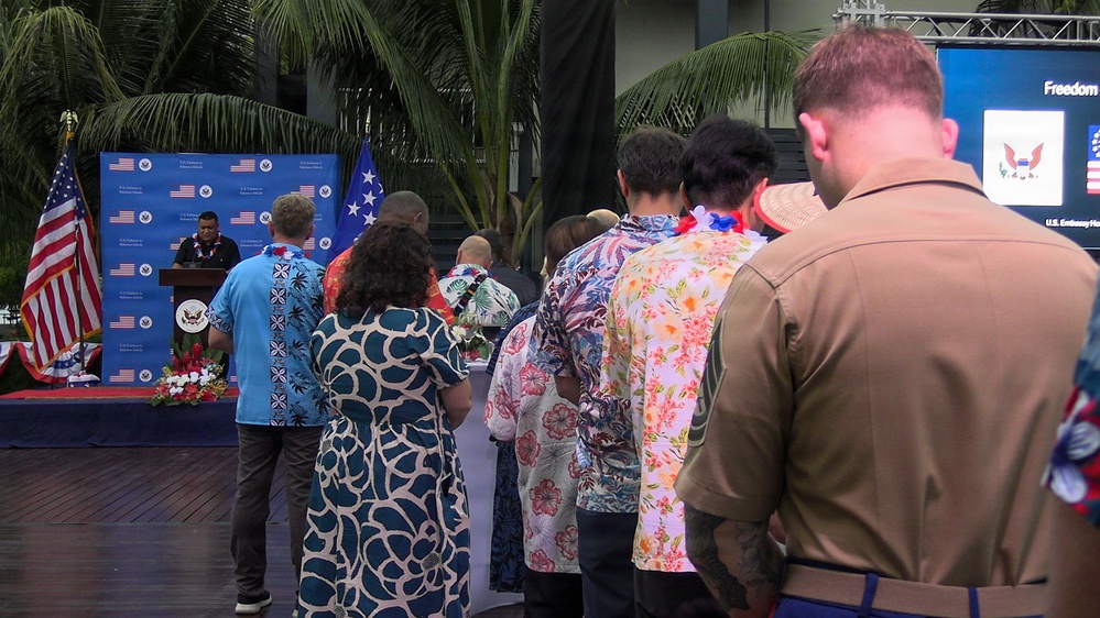 US Marines with MRF-D attend Freedom 250 ceremony at US Embassy in Solomon Islands