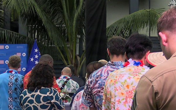 US Marines with MRF-D attend Freedom 250 ceremony at US Embassy in Solomon Islands