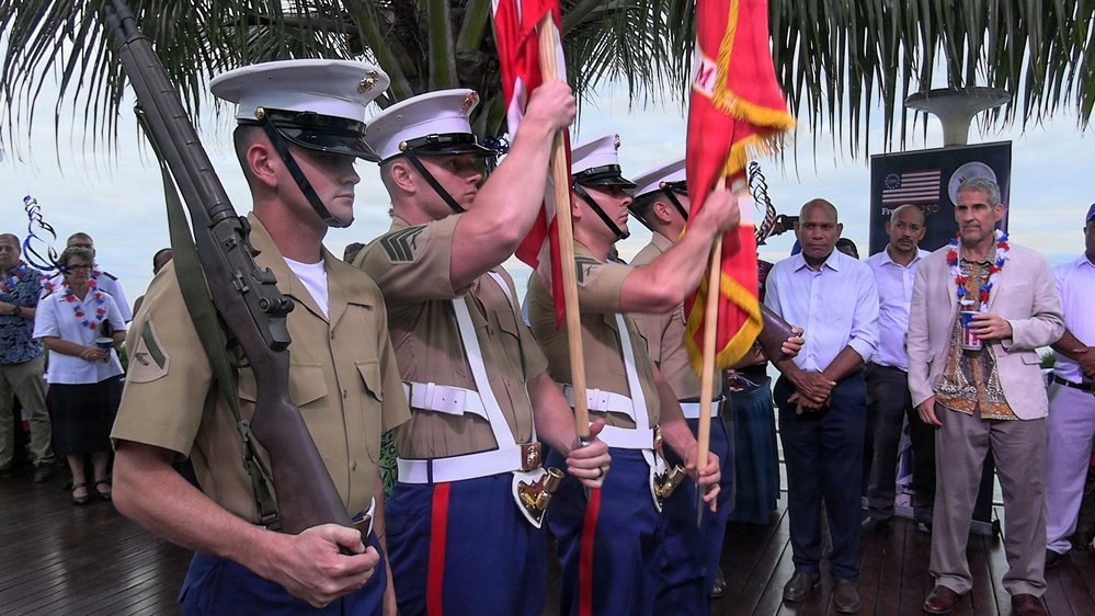 US Marines with MRF-D attend Freedom 250 ceremony at US Embassy in Solomon Islands