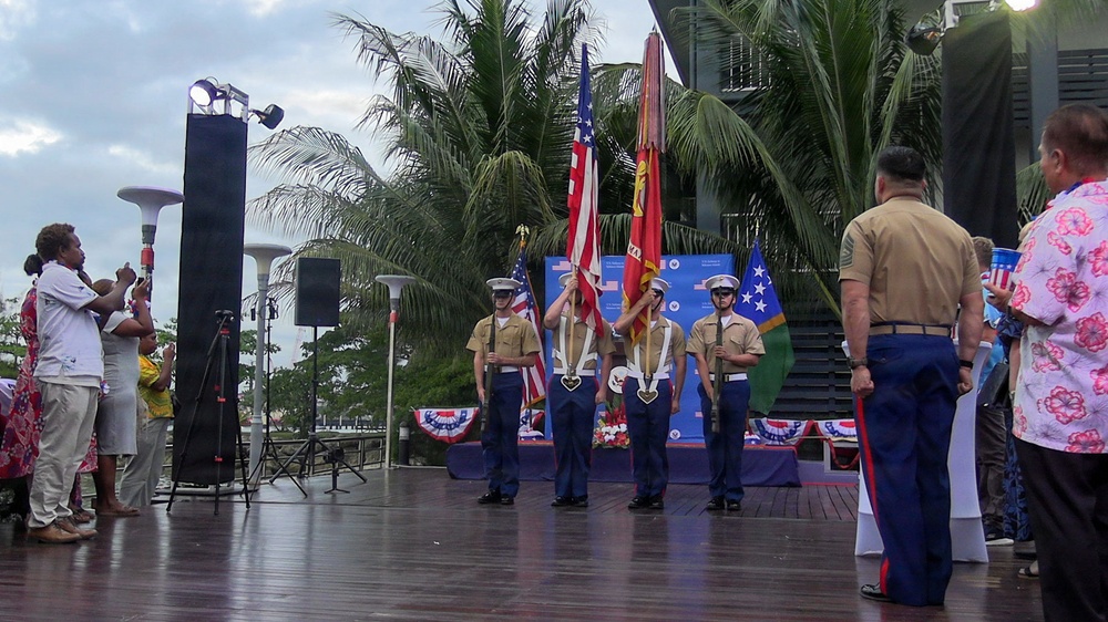 US Marines with MRF-D attend Freedom 250 ceremony at US Embassy in Solomon Islands