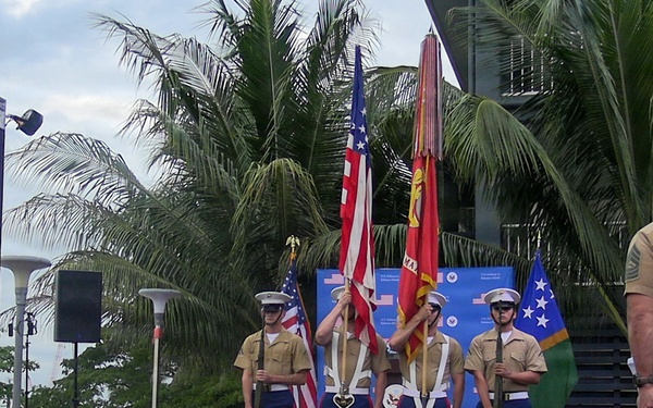 US Marines with MRF-D attend Freedom 250 ceremony at US Embassy in Solomon Islands