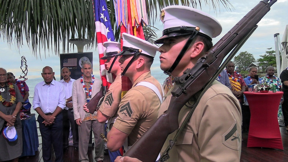 US Marines with MRF-D attend Freedom 250 ceremony at US Embassy in Solomon Islands