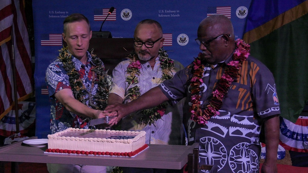 US Marines with MRF-D attend Freedom 250 ceremony at US Embassy in Solomon Islands