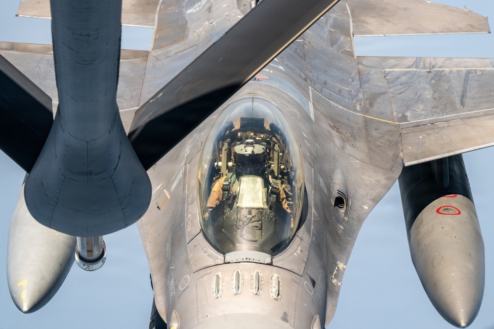 KC-135 refuels F16s for regional stability