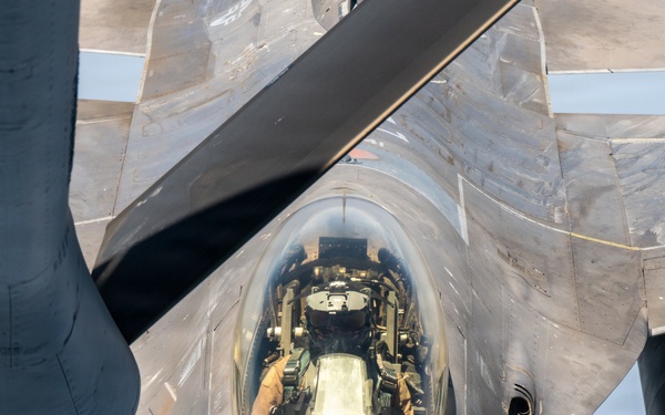 KC-135 refuels F16s for regional stability
