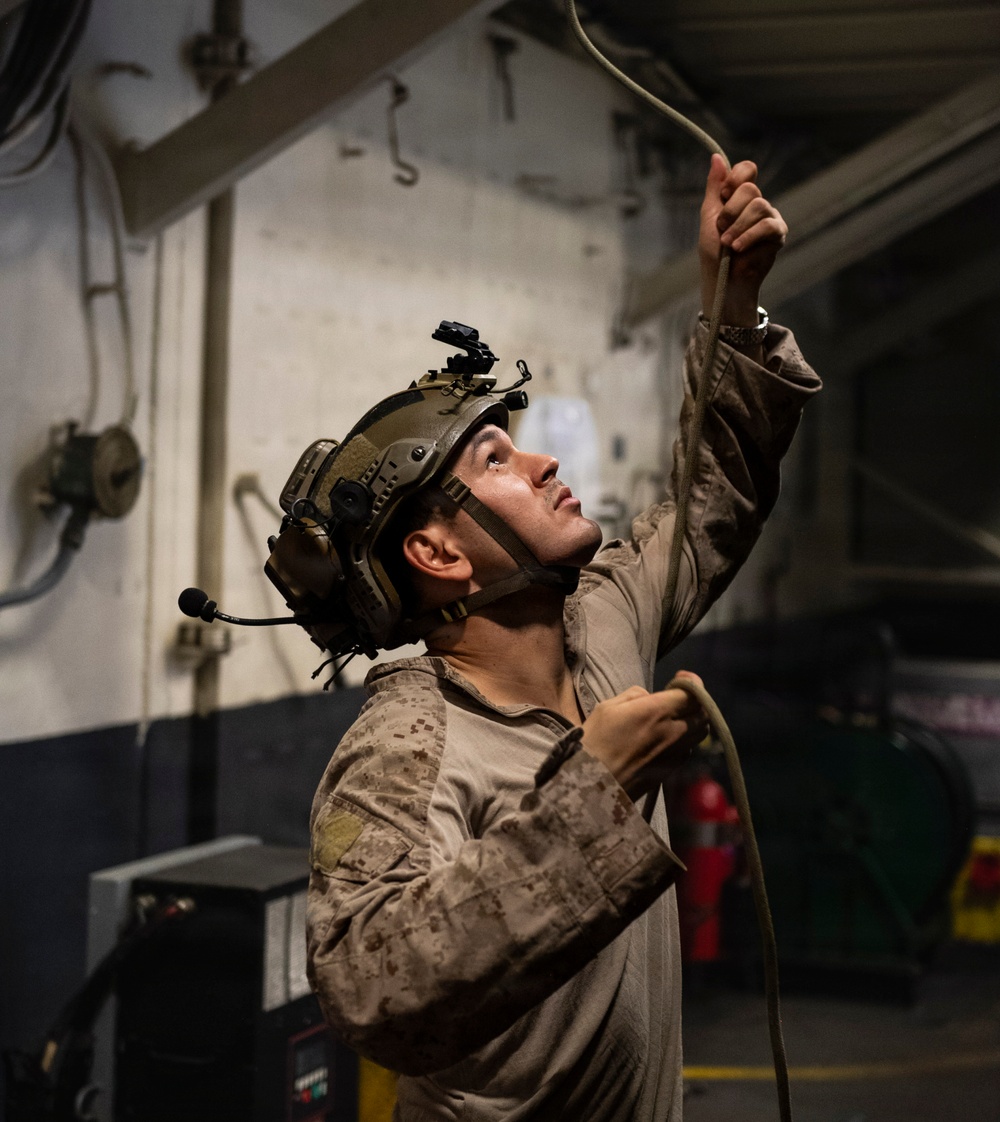 U.S. Marines Conduct Rappel Training Aboard USS Boxer