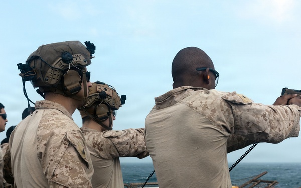 11th MEU Marines Conduct Marksmanship Training Aboard USS Portland