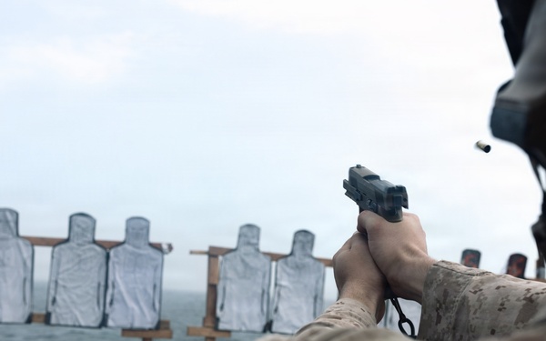 11th MEU Marines Conduct Marksmanship Training Aboard USS Portland