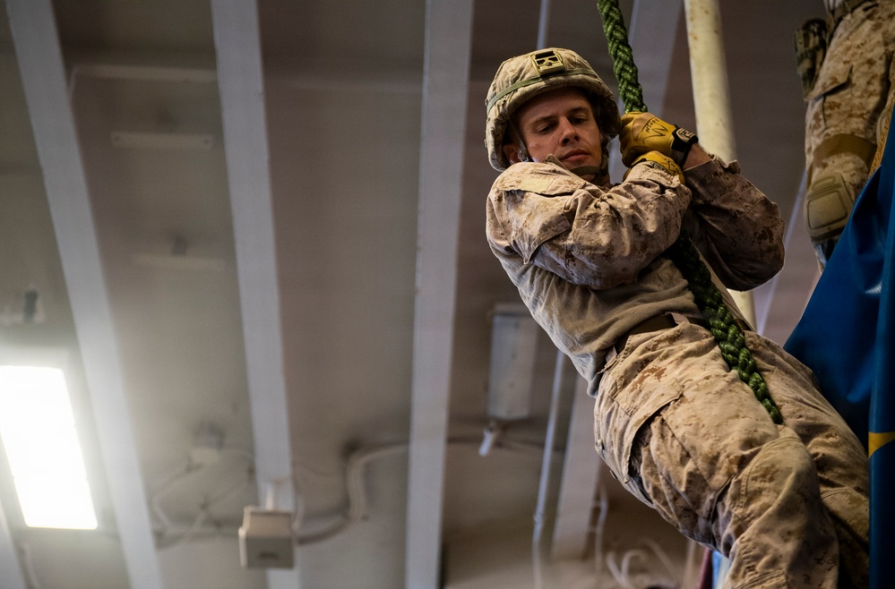 U.S. Marines Conduct Rappel Training Aboard USS Boxer