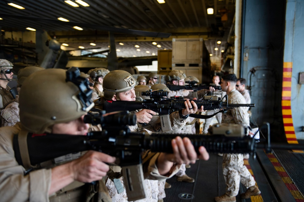 U.S. Marines Conduct Weapons Familiarization Training Aboard USS Boxer