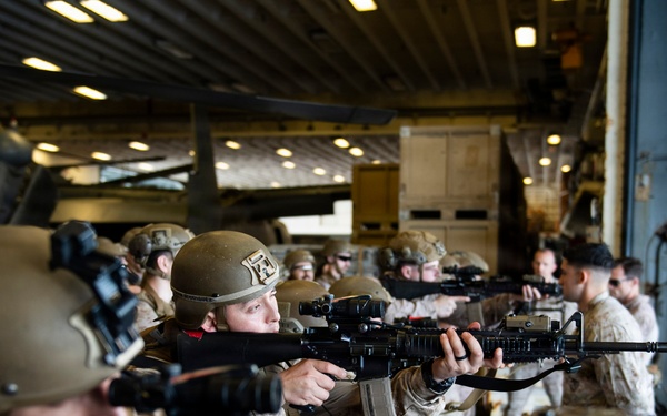 U.S. Marines Conduct Weapons Familiarization Training Aboard USS Boxer