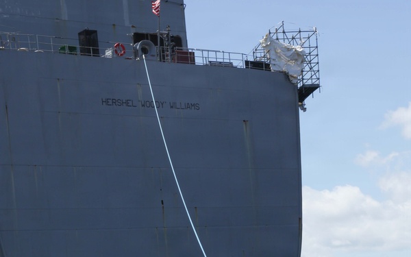 Rear Adm. Benjamin R. Nicholson visits USS Hershel "Woody" Williams