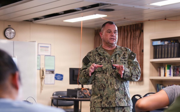 Rear Adm. Benjamin R. Nicholson visits USS Hershel "Woody" Williams