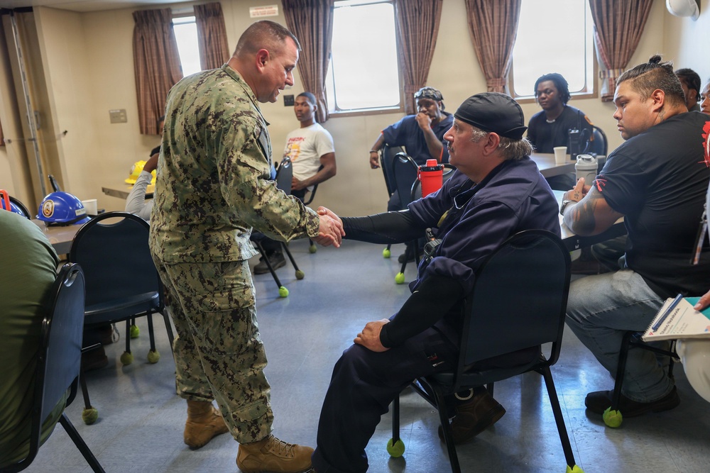 Rear Adm. Benjamin R. Nicholson visits USS Hershel "Woody" Williams