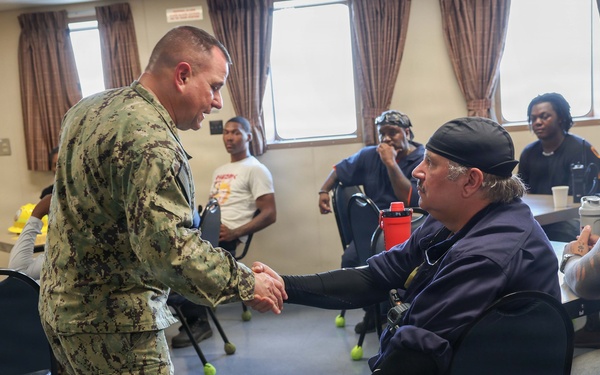 Rear Adm. Benjamin R. Nicholson visits USS Hershel "Woody" Williams