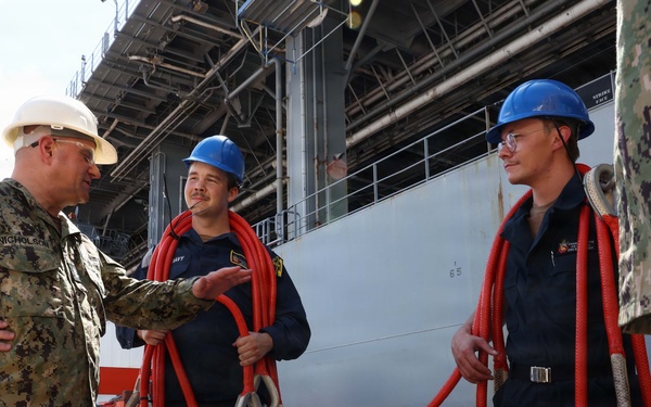 Rear Adm. Benjamin R. Nicholson visits USS Hershel "Woody" Williams