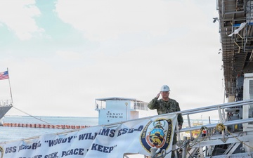 Rear Adm. Benjamin R. Nicholson visits USS Hershel "Woody" Williams