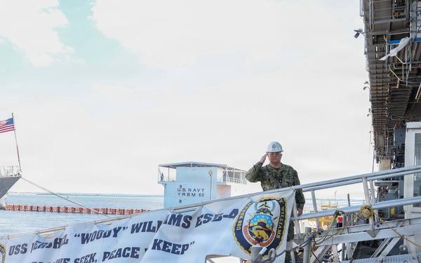 Rear Adm. Benjamin R. Nicholson visits USS Hershel "Woody" Williams