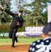 F-22 Demonstration Team crew chief throws the first pitch for the St. Cloud Rox
