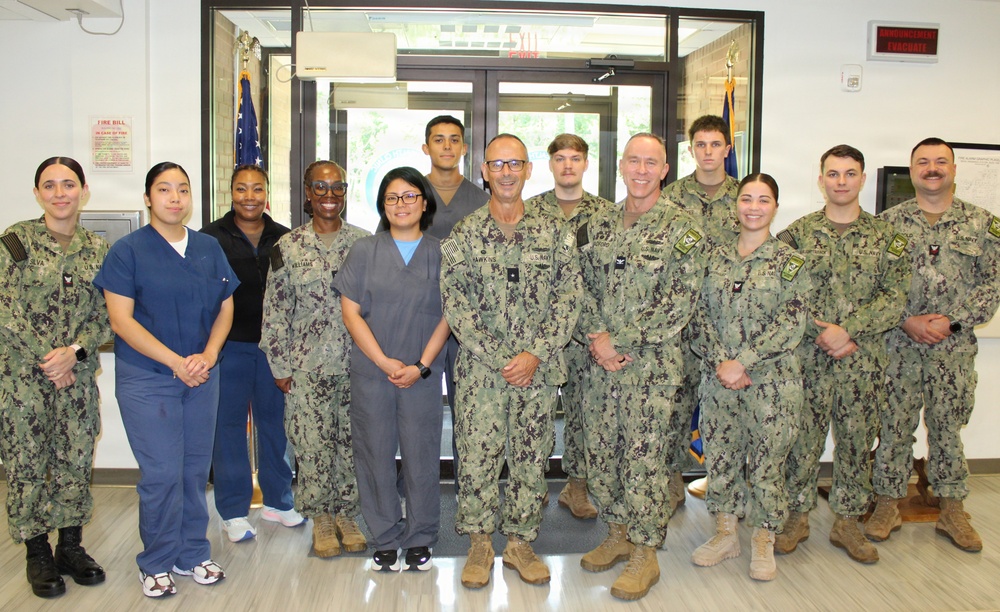 Rear Adm. Robert Hawkins Visits NMRTC-Detachment Indian Head Clinic Staff