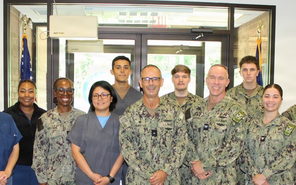 Rear Adm. Robert Hawkins Visits NMRTC-Detachment Indian Head Clinic Staff