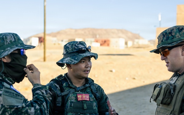 U.S. Marines with Echo Co., 2nd Bn., 1st Marines, rehearse platoon attacks with ROK Marines during AFX
