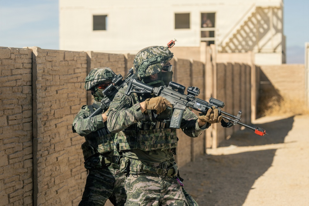 U.S. Marines with Echo Co., 2nd Bn., 1st Marines, rehearse platoon attacks with ROK Marines during AFX