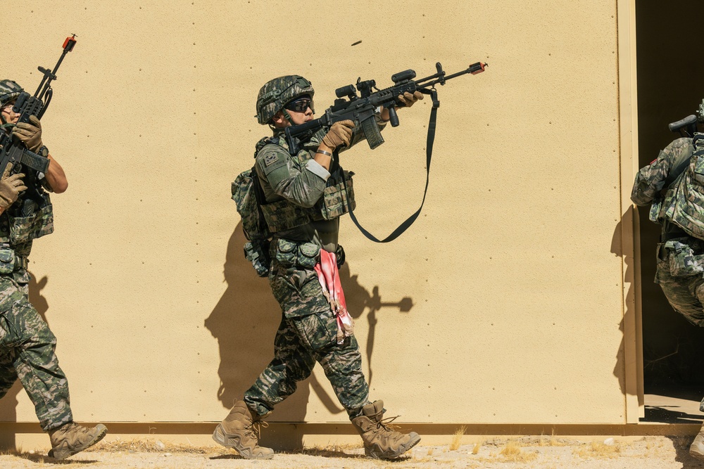 U.S. Marines with Echo Co., 2nd Bn., 1st Marines, rehearse platoon attacks with ROK Marines during AFX