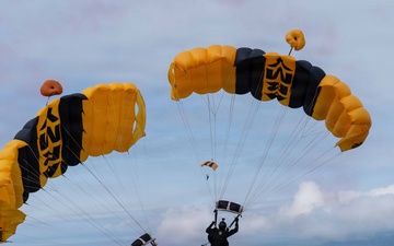 The U.S. Army Parachute Team jumps for Arctic Thunder Airshow