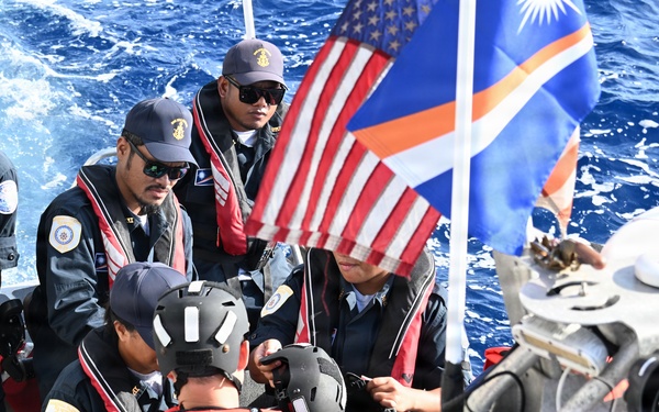 USCGC Joseph Gerczak crewmembers conduct bilateral maritime law enforcement boardings in the Republic of the Marshall Islands