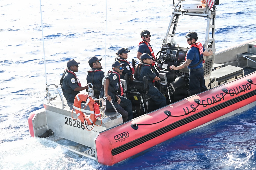 USCGC Joseph Gerczak crewmembers conduct bilateral maritime law enforcement boardings in the Republic of the Marshall Islands