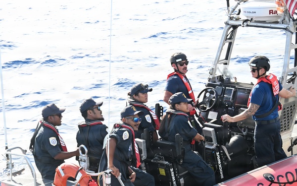 USCGC Joseph Gerczak crewmembers conduct bilateral maritime law enforcement boardings in the Republic of the Marshall Islands