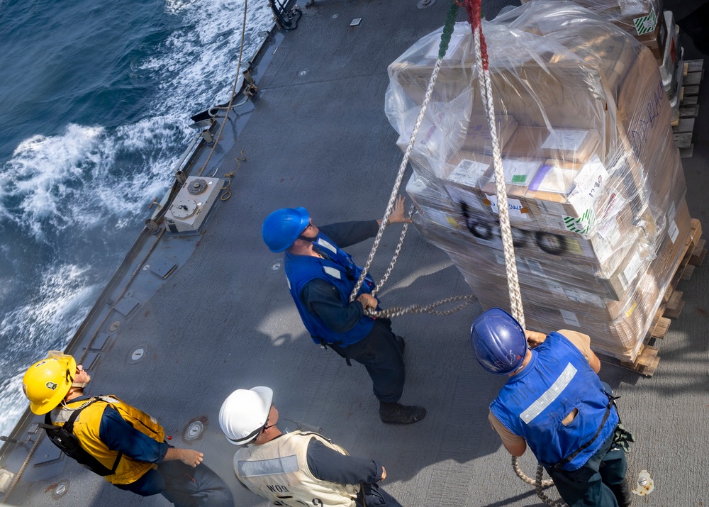 Delbert D. Black Conducts Replenishment-at-Sea with Cesar Chavez