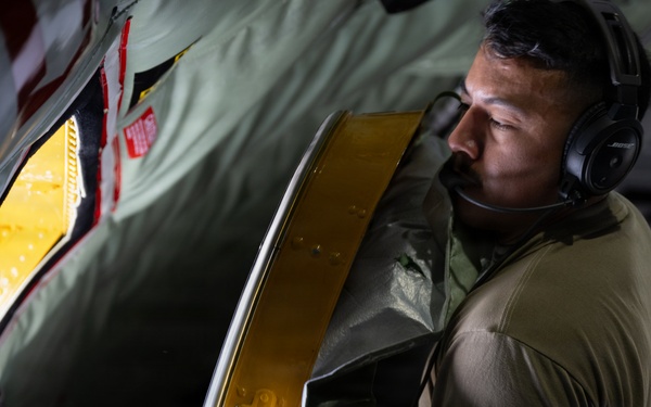KC-135 refuels F-16s in support of regional security