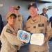 Chaplain Judson Dunlap is rung ashore having completed his assignment onboard USS Ted Stevens (DDG 128).