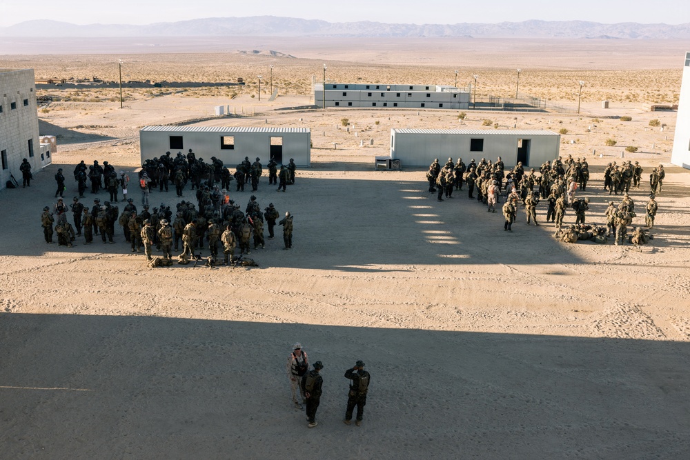 U.S. Marines with 2nd Bn., 1st Marines rehearse company attacks during AFX