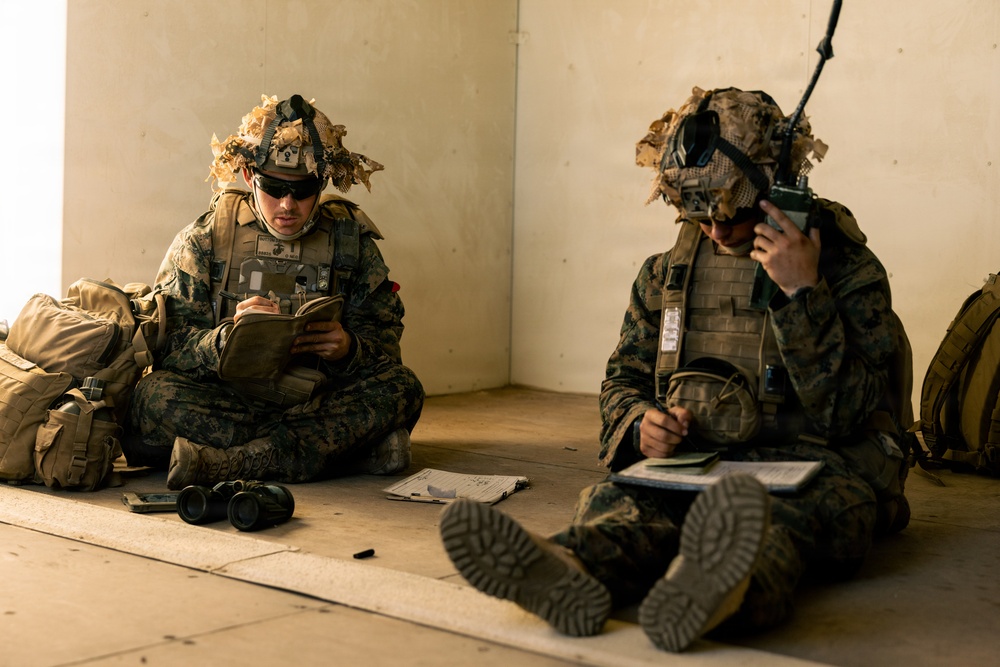 U.S. Marines with 2nd Bn., 1st Marines rehearse company attacks during AFX