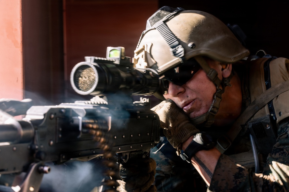 U.S. Marines with 2nd Bn., 1st Marines rehearse company attacks during AFX