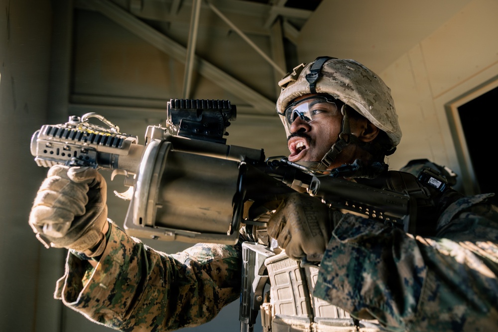 U.S. Marines with 2nd Bn., 1st Marines rehearse company attacks during AFX