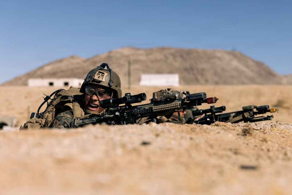 U.S. Marines with 2nd Bn., 1st Marines, rehearse company attacks during AFX