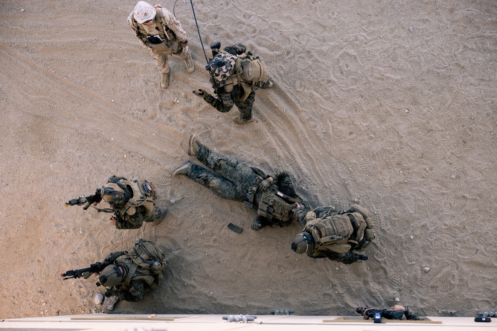 U.S. Marines with 2nd Bn., 1st Marines, rehearse company attacks during AFX