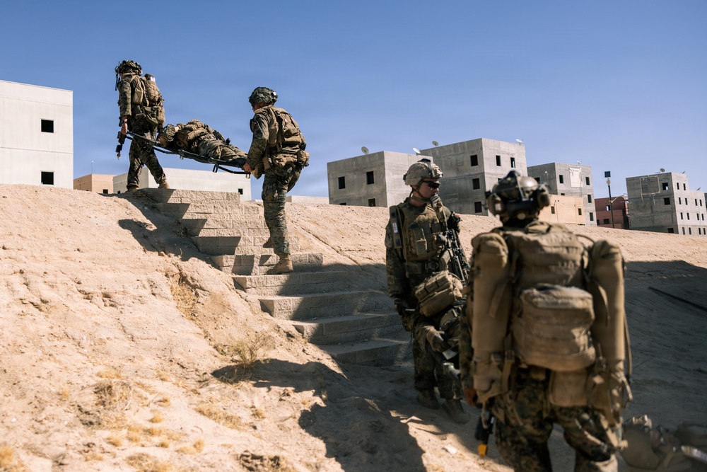 U.S. Marines with 2nd Bn., 1st Marines, rehearse company attacks during AFX
