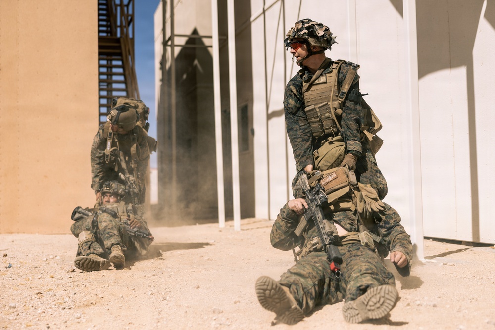 U.S. Marines with 2nd Bn., 1st Marines, rehearse company attacks during AFX