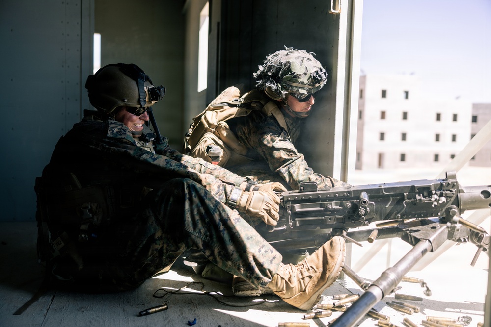 U.S. Marines with 2nd Bn., 1st Marines, rehearse company attacks during AFX