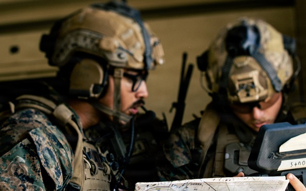 U.S. Marines with 2nd Bn., 1st Marines, rehearse company attacks during AFX