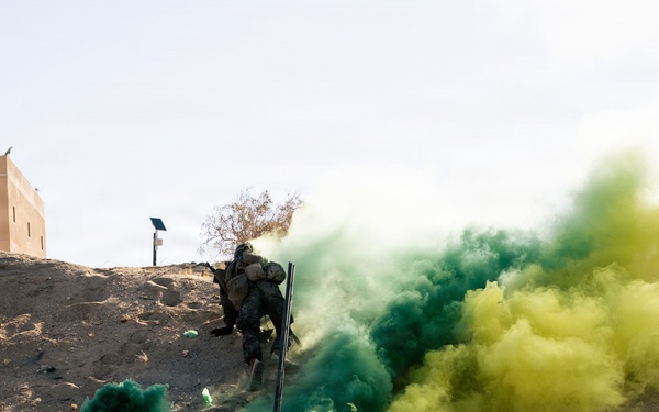 U.S. Marines with 2nd Bn., 1st Marines, rehearse company attacks during AFX